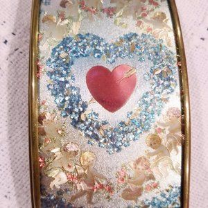 Foil Light Cranberry Glass Box Featuring 12 Cupids